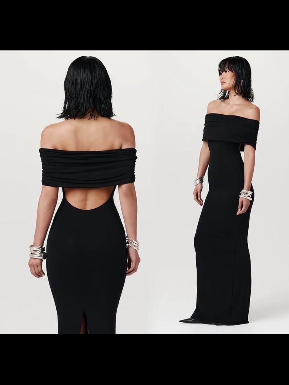 naked wardrobe Black Off-Shoulder Maxi Dress